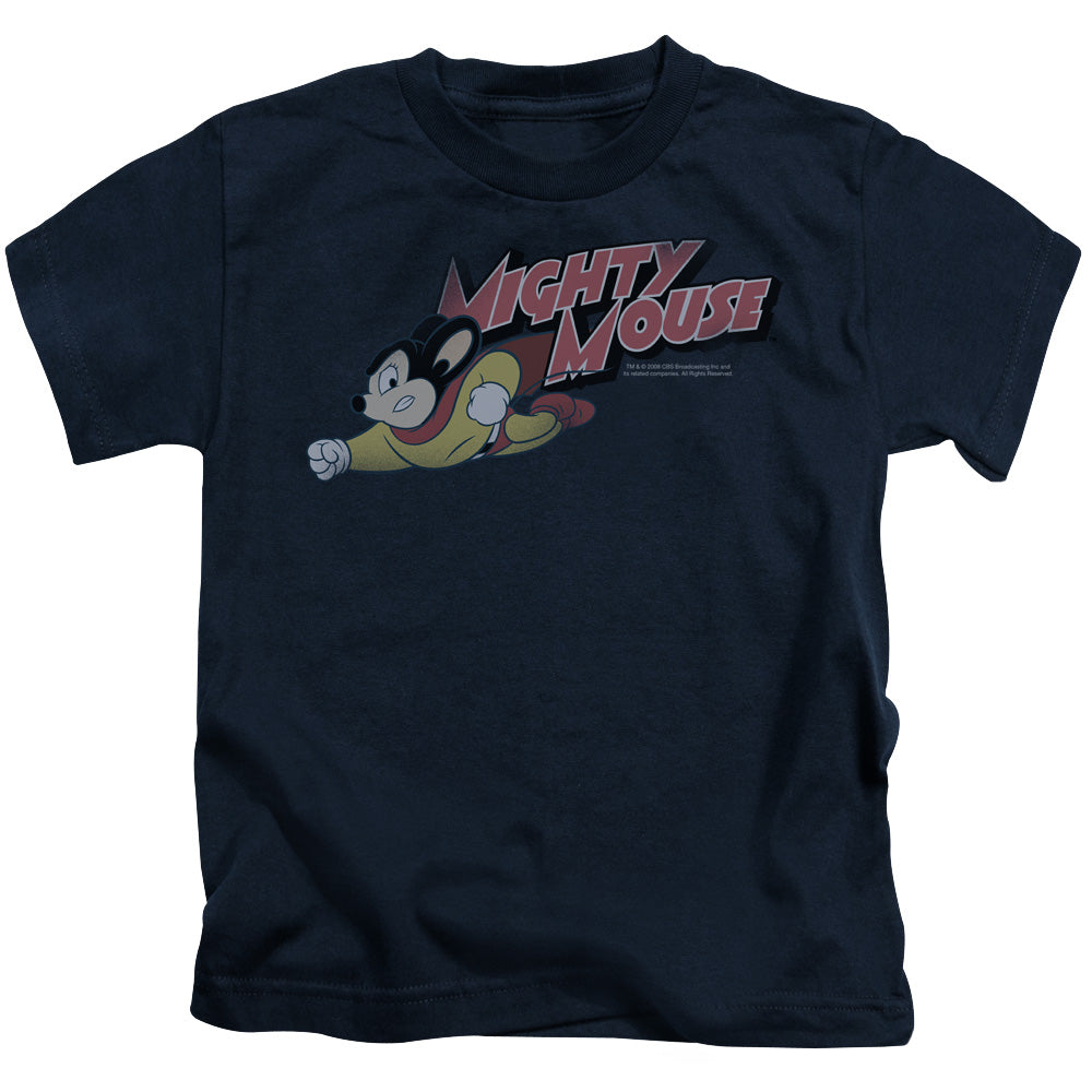 Mighty Mouse Mighty Retro Juvenile Kids Youth T Shirt Navy Blue Officially Licensed