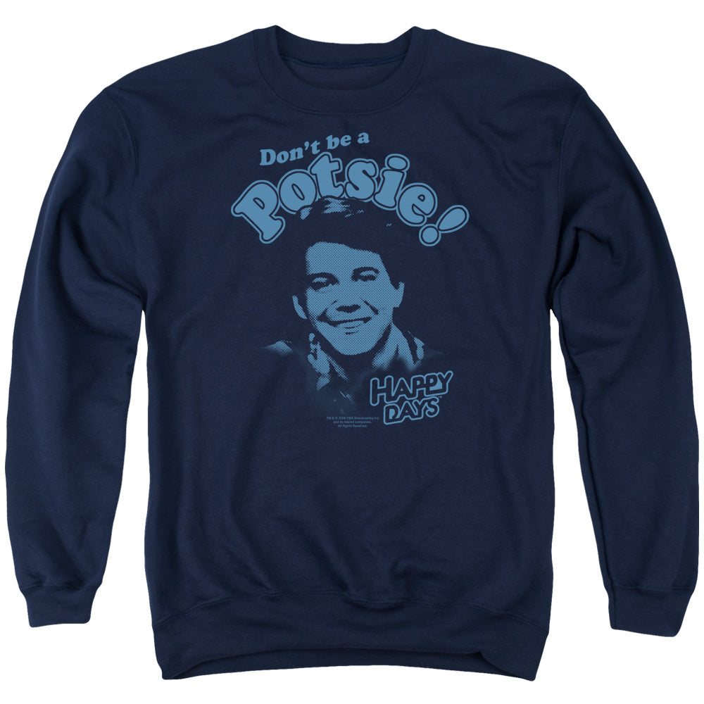 Happy Days Don't Be a Potsy Mens Crewneck Sweatshirt Navy Officially Licensed