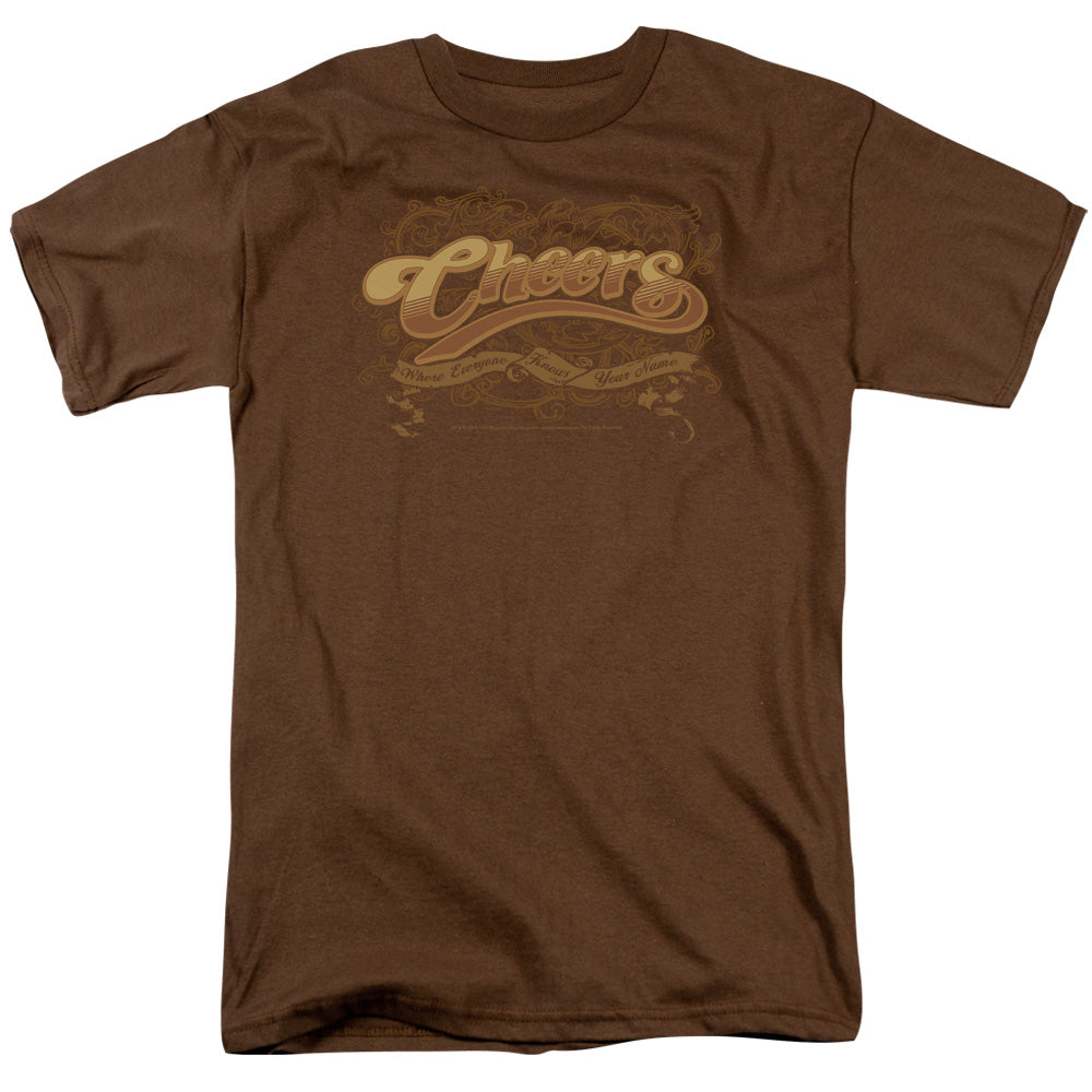 Cheers Scrolled Logo Mens T Shirt Coffee Officially Licensed