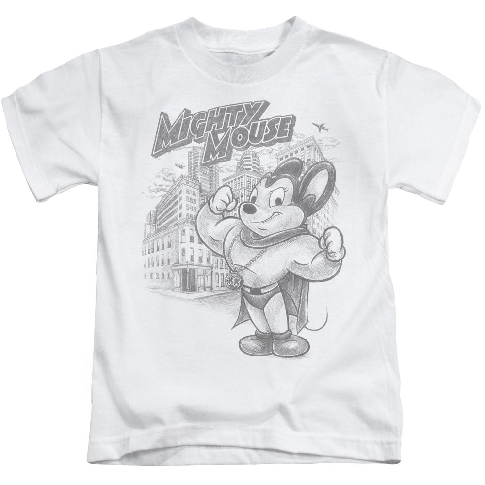 Mighty Mouse Protect and Serve Juvenile Kids Youth T Shirt White Officially Licensed