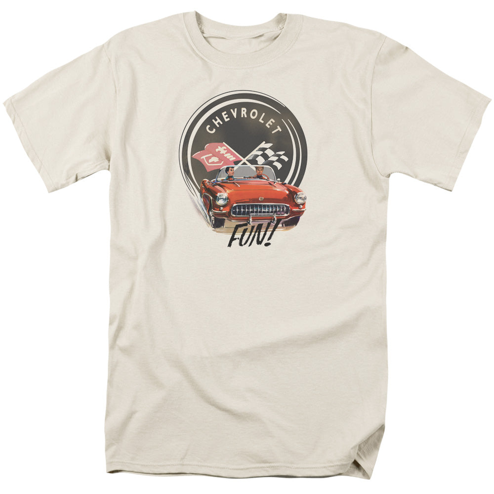 Chevrolet Vette Fun Mens T Shirt Cream Officially Licensed