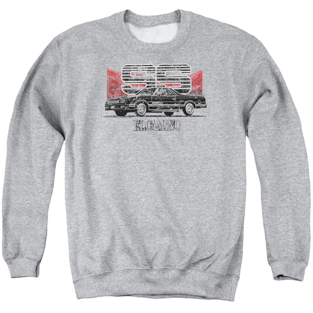 Chevrolet El Camino Ss Mountains Mens Crewneck Sweatshirt Athletic Heather Officially Licensed