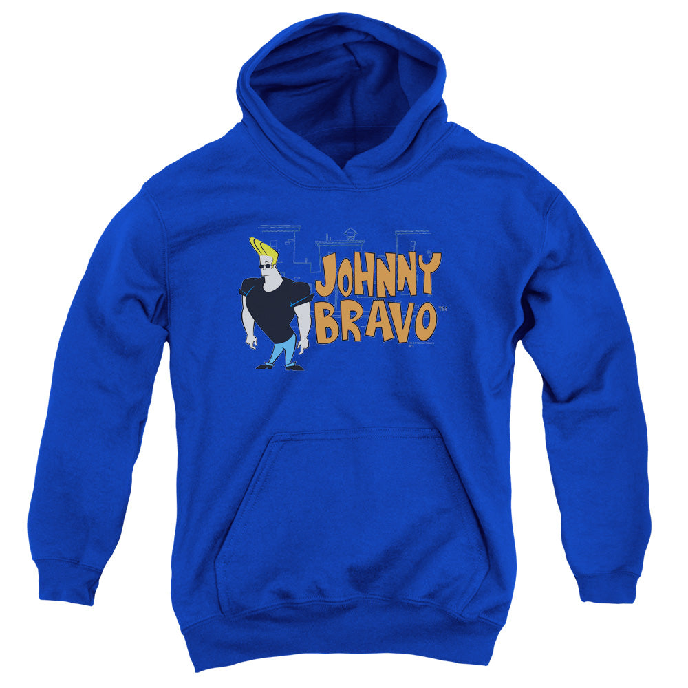 Johnny Bravo Johnny Logo Kids Youth Hoodie Royal Officially Licensed