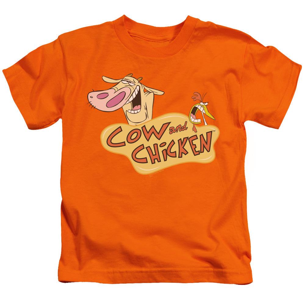 Cow & Chicken Logo Juvenile Kids Youth T Shirt Orange Officially Licensed