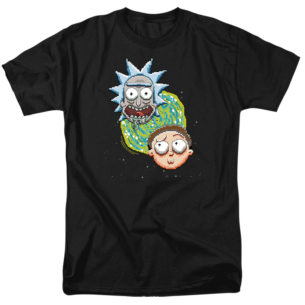 Rick And Morty Pixelated Portal Mens T Shirt Black Officially Licensed