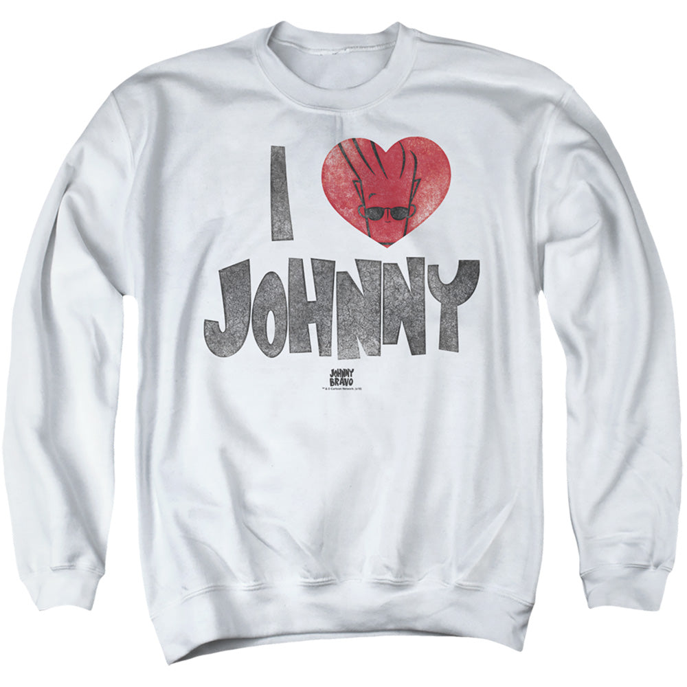 Johnny Bravo I Heart Johnny Mens Crewneck Sweatshirt White Officially Licensed