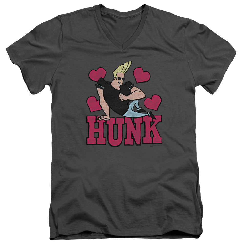Johnny Bravo Hunk Slim Fit V Neck T Shirt Charcoal Officially Licensed