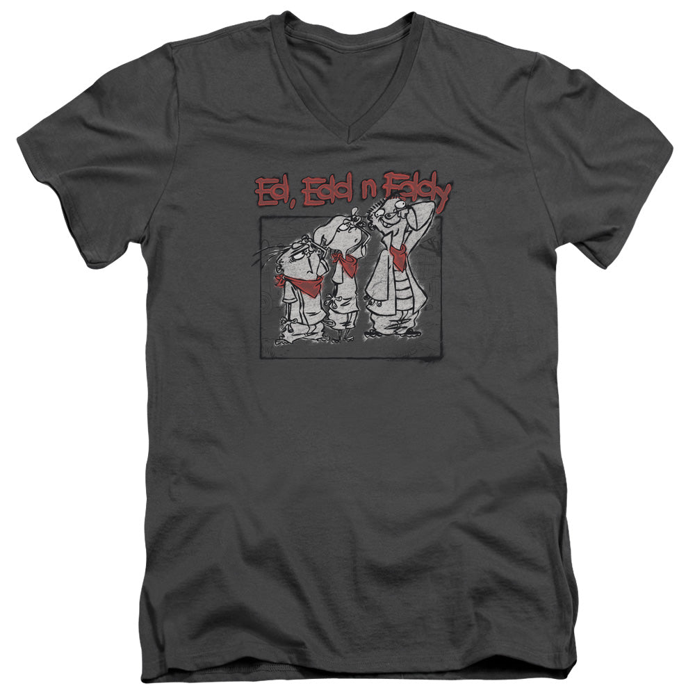 Ed Edd N Eddy Stand by Me Mens Slim Fit V-Neck T Shirt Charcoal Officially Licensed