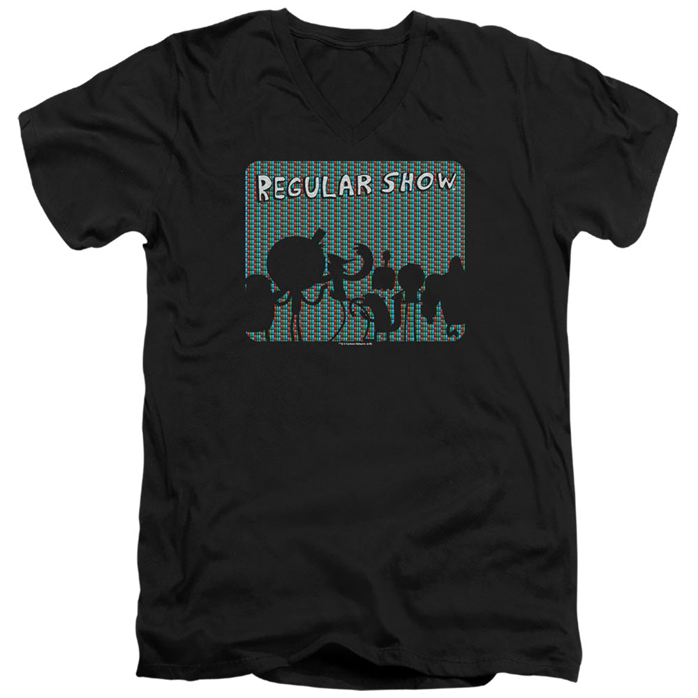 Regular Show Rgb Group Mens Slim Fit V-Neck T Shirt Black Officially Licensed
