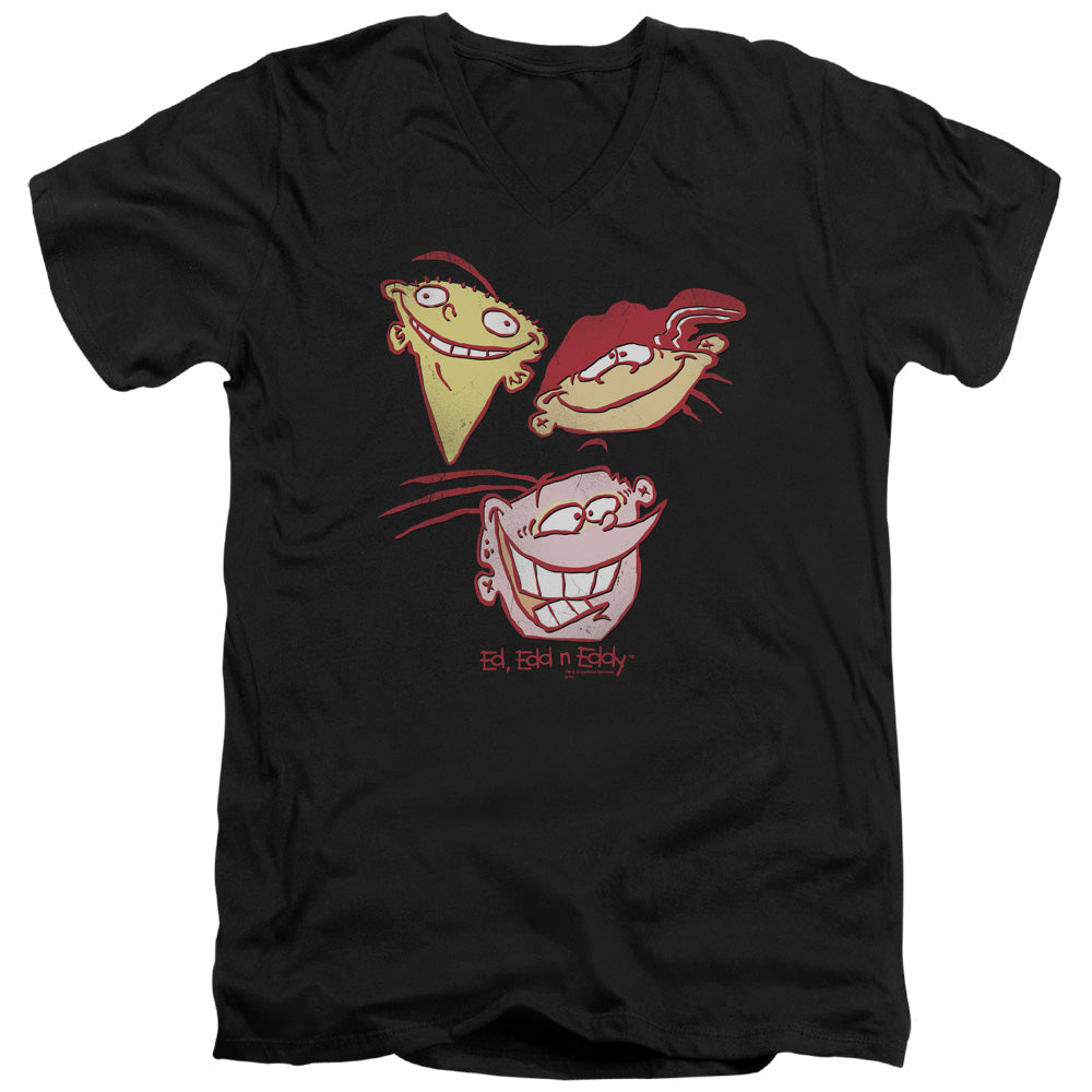 Ed Edd N Eddy Three Heads Mens Slim Fit V Neck T Shirt Black Officially Licensed