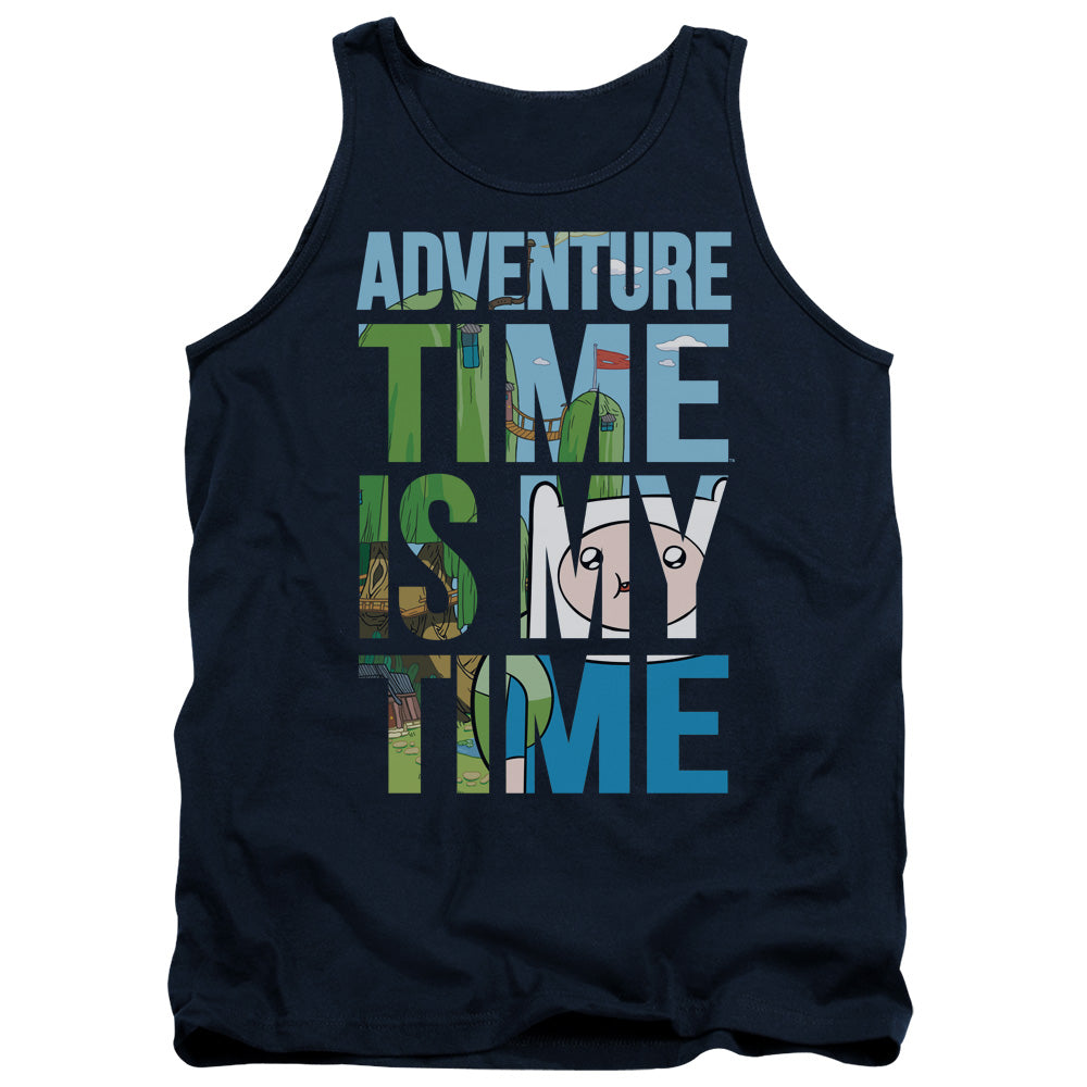 Adventure Time My Time Mens Tank Top Shirt Navy Blue Officially Licensed