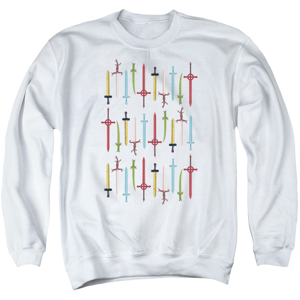 Adventure Time Swords Mens Crewneck Sweatshirt White Officially Licensed