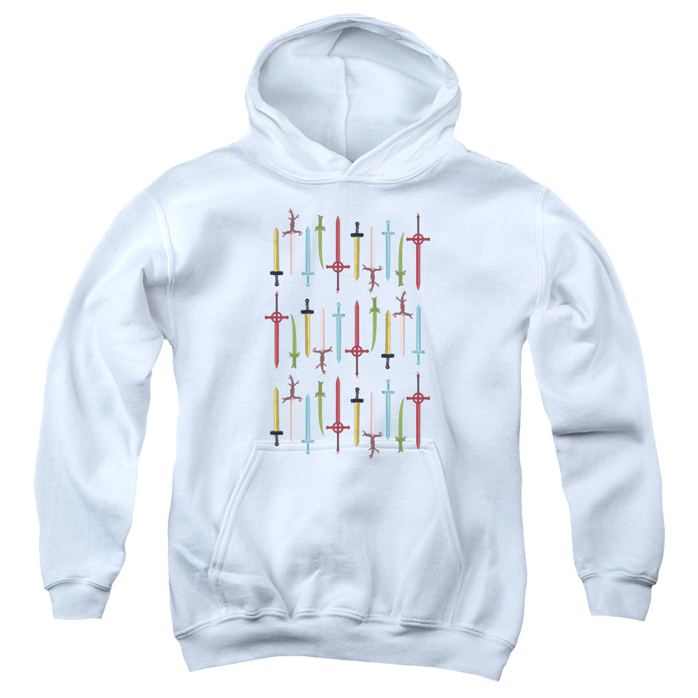 Adventure Time Swords Kids Youth Hoodie White Officially Licensed