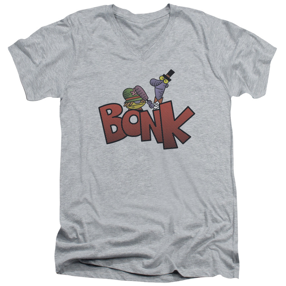 Dexters Laboratory Bonk Mens Slim Fit V Neck T Shirt Athletic Heather Officially Licensed
