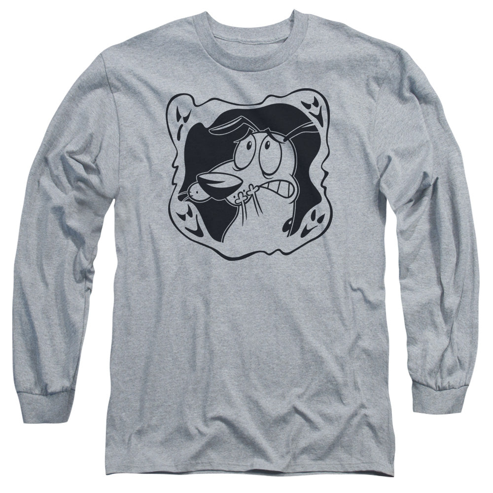 Courage The Cowardly Dog Ghost Frame Mens Long Sleeve Shirt Athletic Heather Officially Licensed Officially Licensed