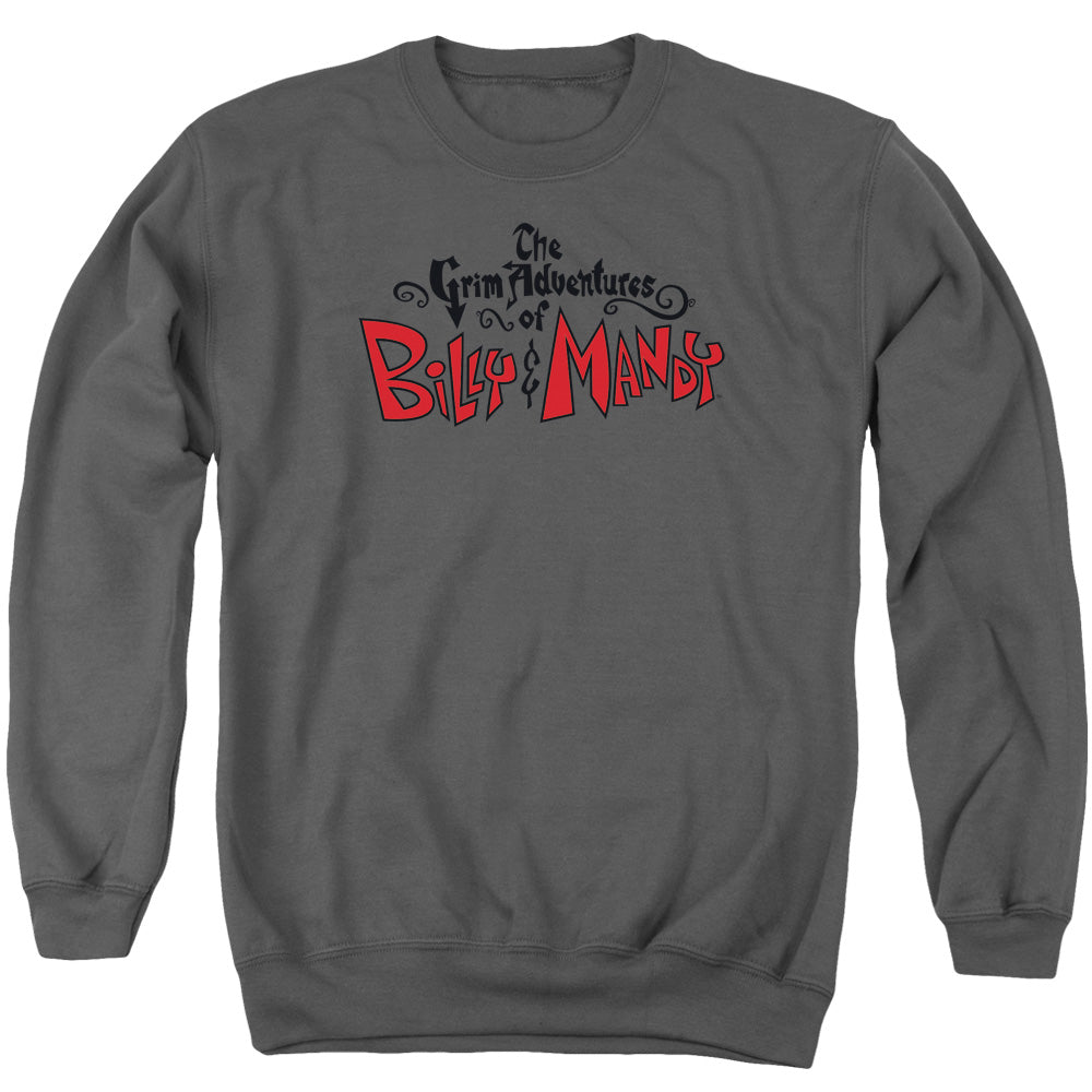 Grim Adventures of Billy and Mandy Grim Logo Mens Crewneck Sweatshirt Charcoal Officially Licensed
