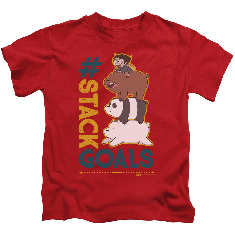 We Bare Bears Stack Goals Juvenile Kids Youth T Shirt Red Officially Licensed