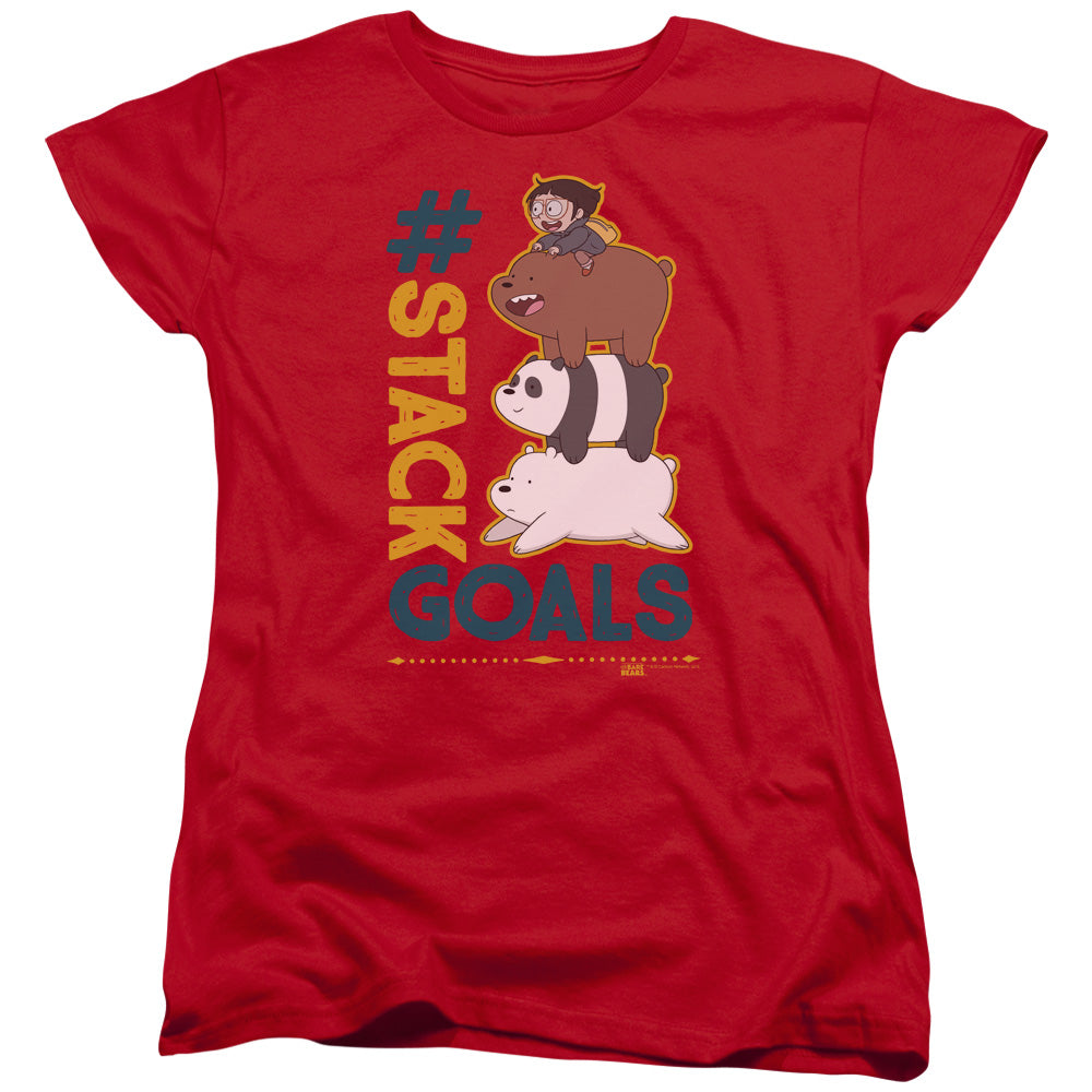 We Bare Bears Stack Goals Womens T Shirt Red Officially Licensed