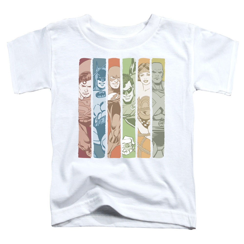 DC Comics Justice League Columns Toddler Kids Youth T Shirt White Officially Licensed