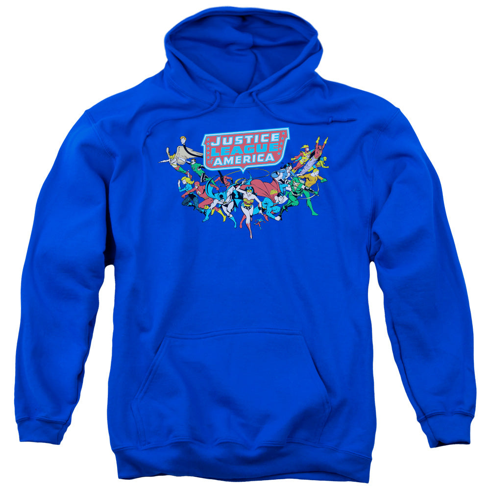 DC Comics Here They Come Mens Hoodie Royal Blue Officially Licensed