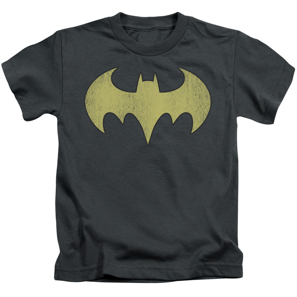 DC Comics Batgirl Logo Distressed Juvenile Kids Youth T Shirt Charcoal Officially Licensed