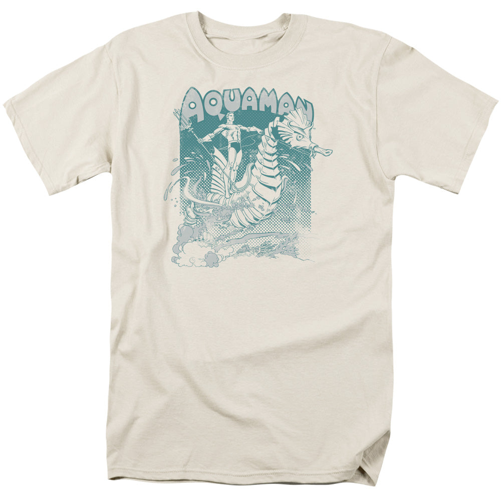 Dc Aquaman Catch A Wave Mens T Shirt Cream Officially Licensed