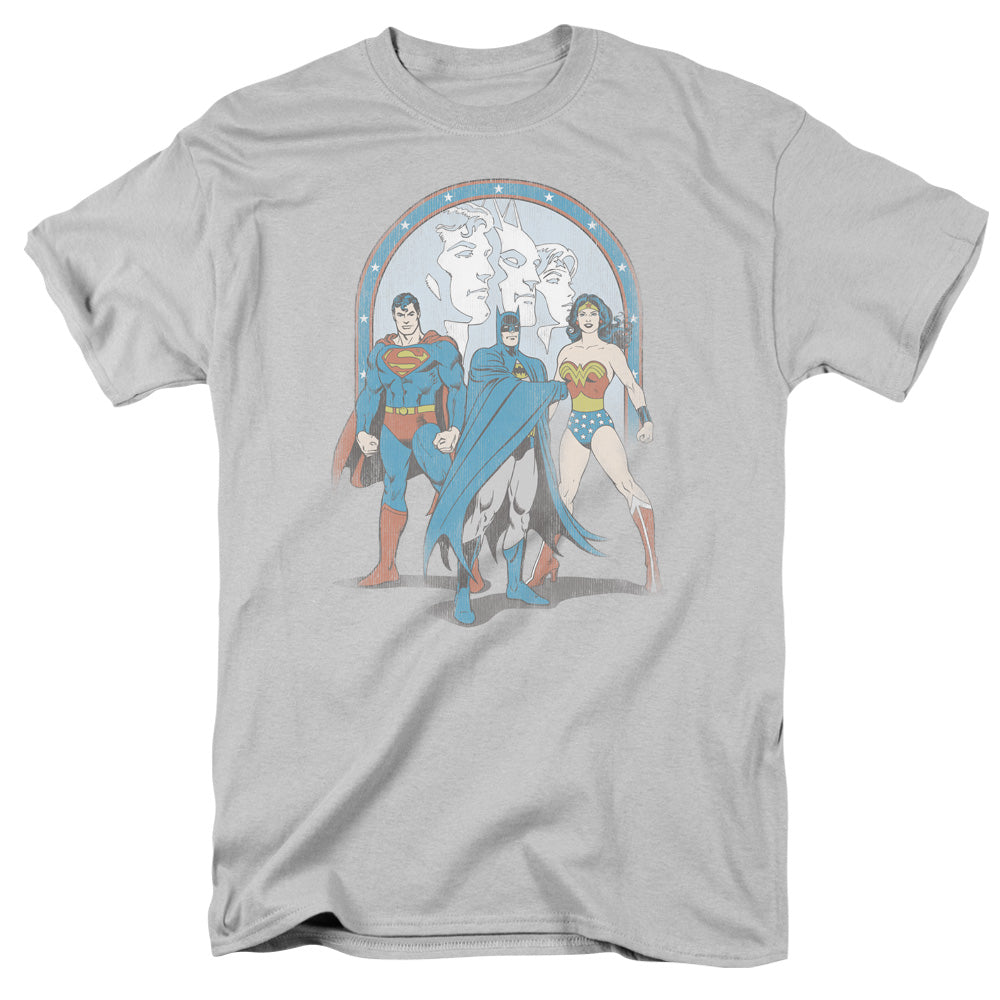 DC Comics Trinity Mens T Shirt Silver Officially Licensed