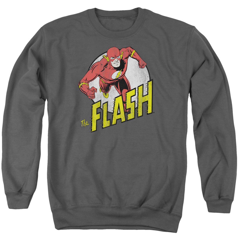 DC Comics Flash Run Flash Run Mens Crewneck Sweatshirt Charcoal Officially Licensed