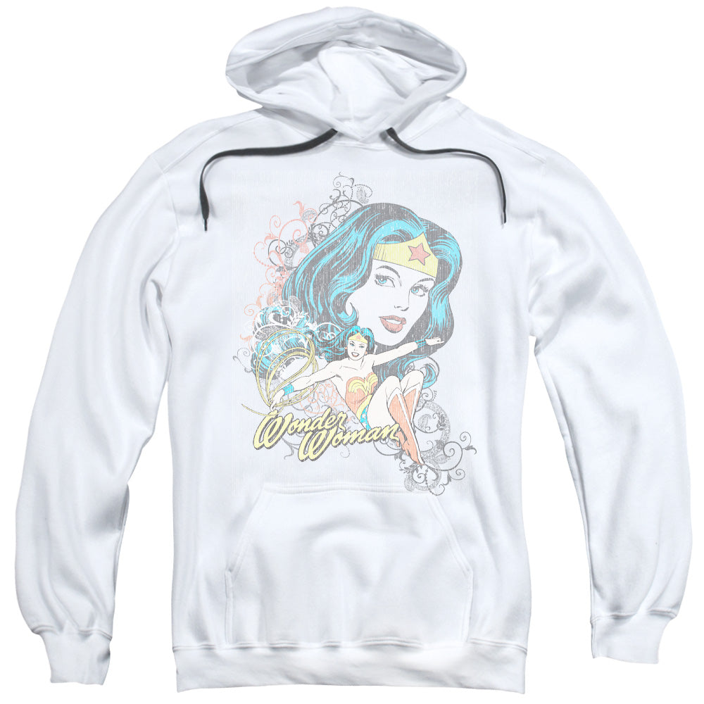 DC Comics Wonder Scroll Mens Hoodie White Officially Licensed