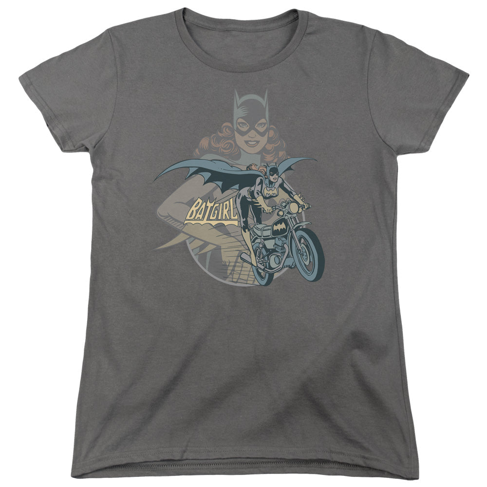 DC Comics Batgirl Biker Womens T Shirt Charcoal Officially Licensed