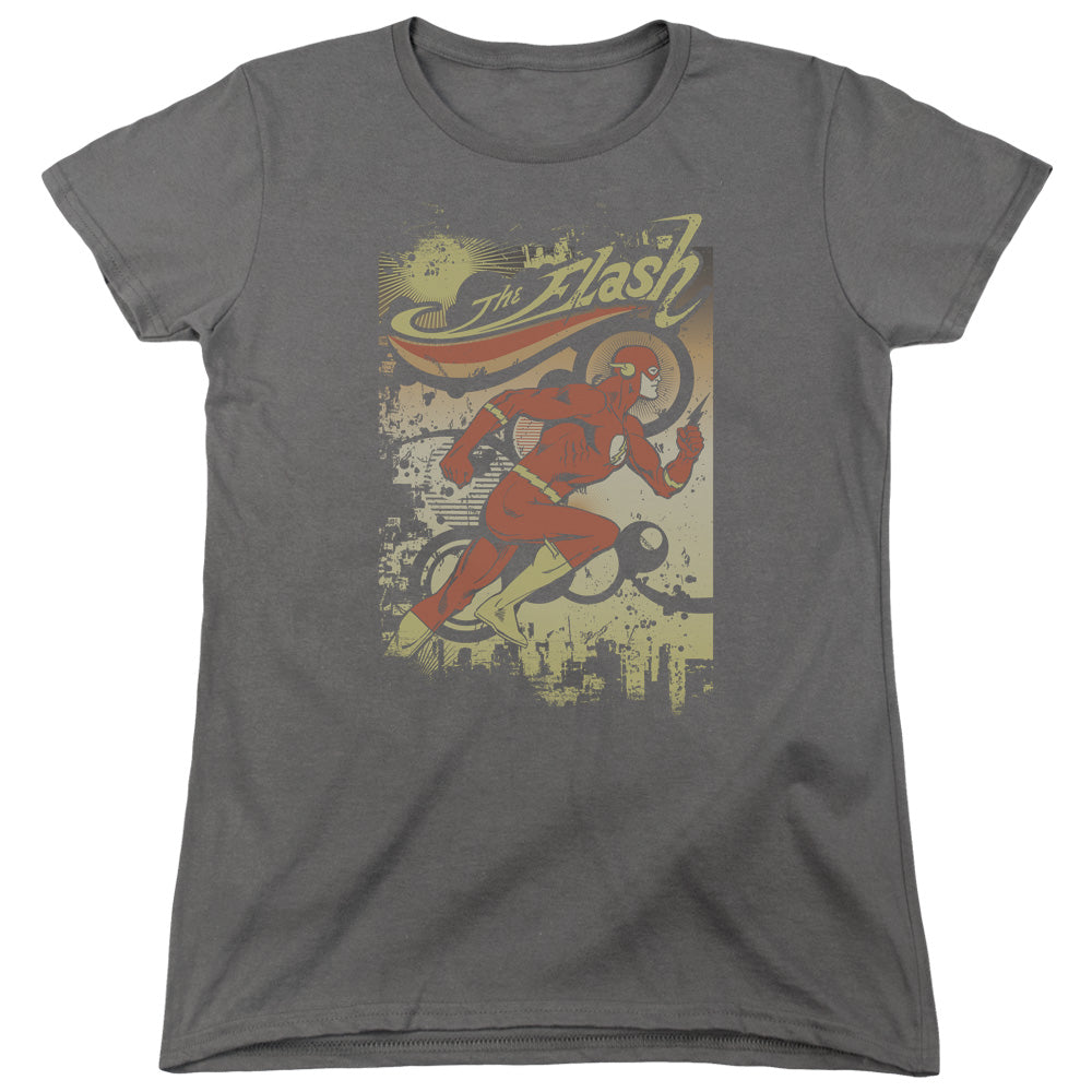 DC Comics Flash Just Passing Through Womens T Shirt Charcoal Officially Licensed