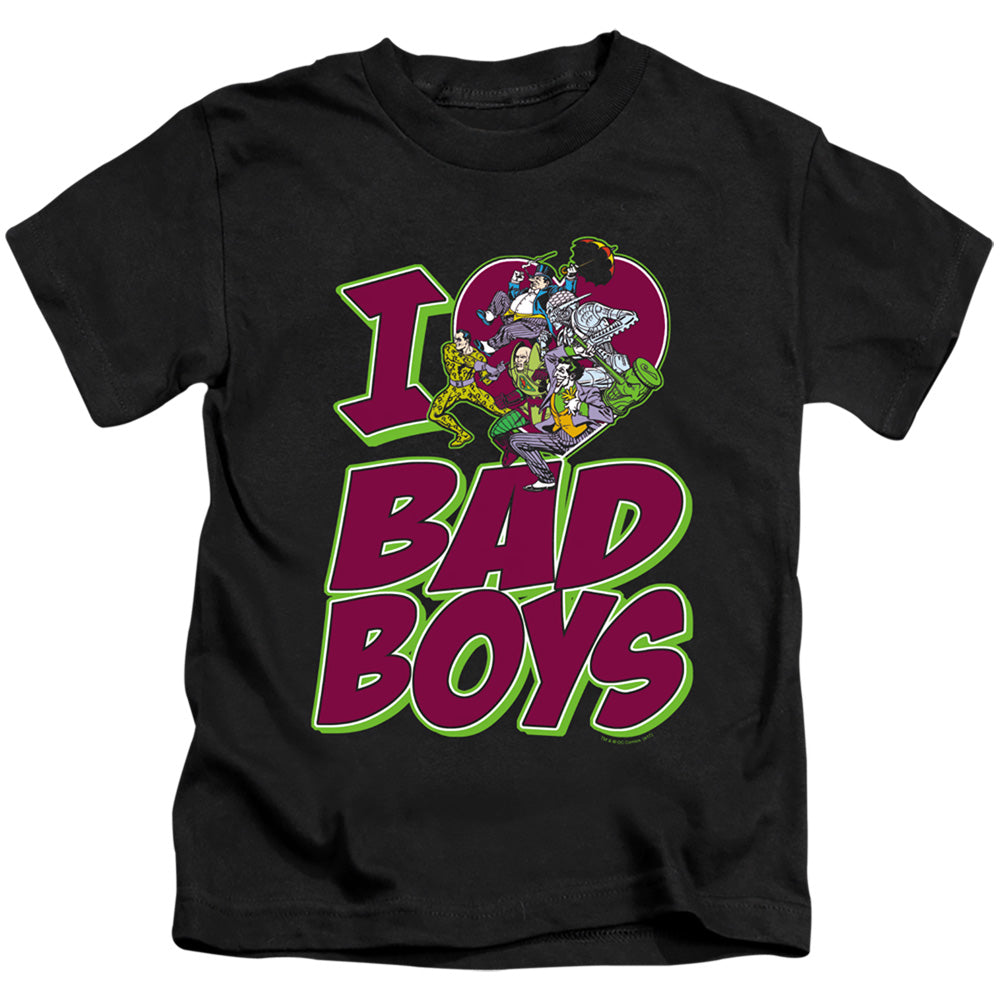 DC Comics I Heart Bad Boys Juvenile Kids Youth T Shirt Black Officially Licensed