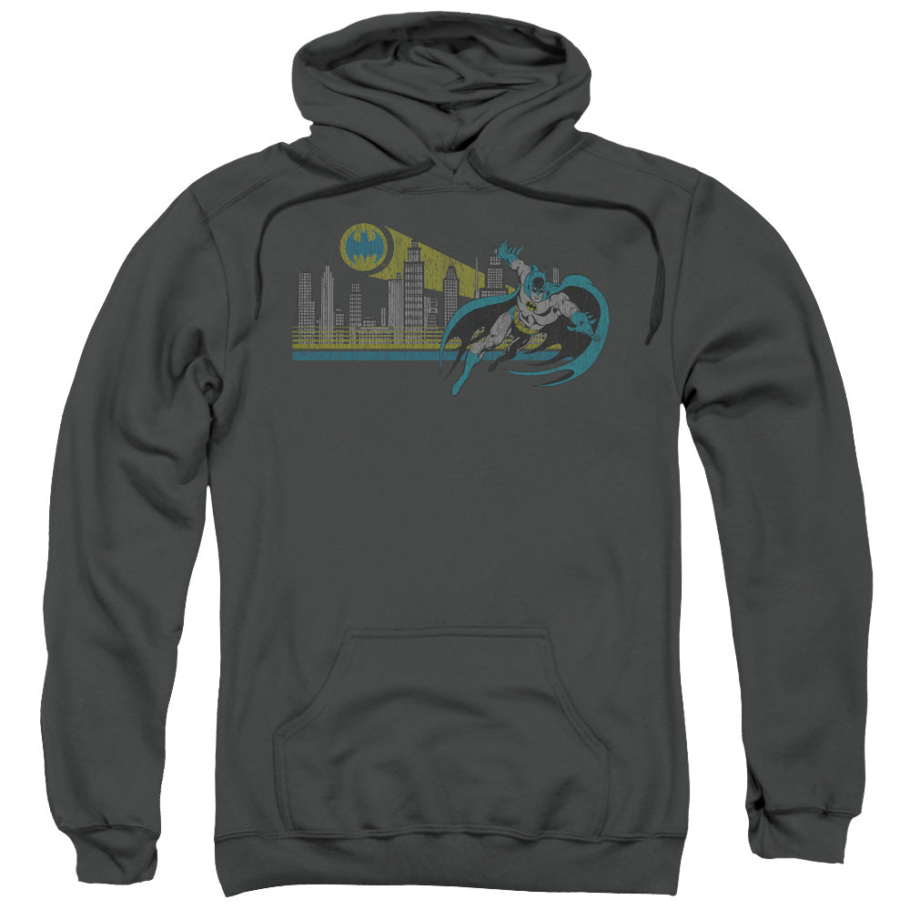 DC Comics Gotham Retro Mens Hoodie Charcoal Officially Licensed