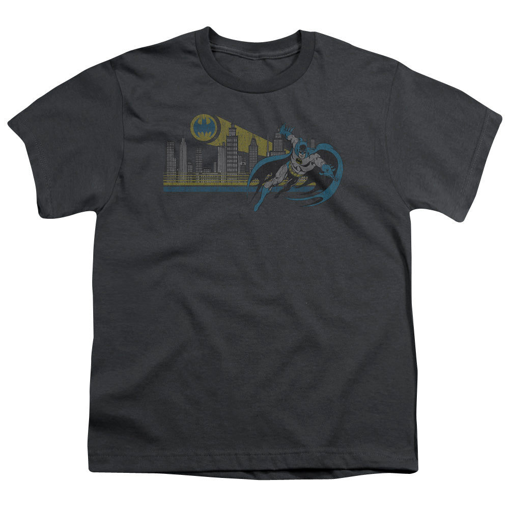 DC Comics Gotham Retro Kids Youth T Shirt Charcoal Officially Licensed