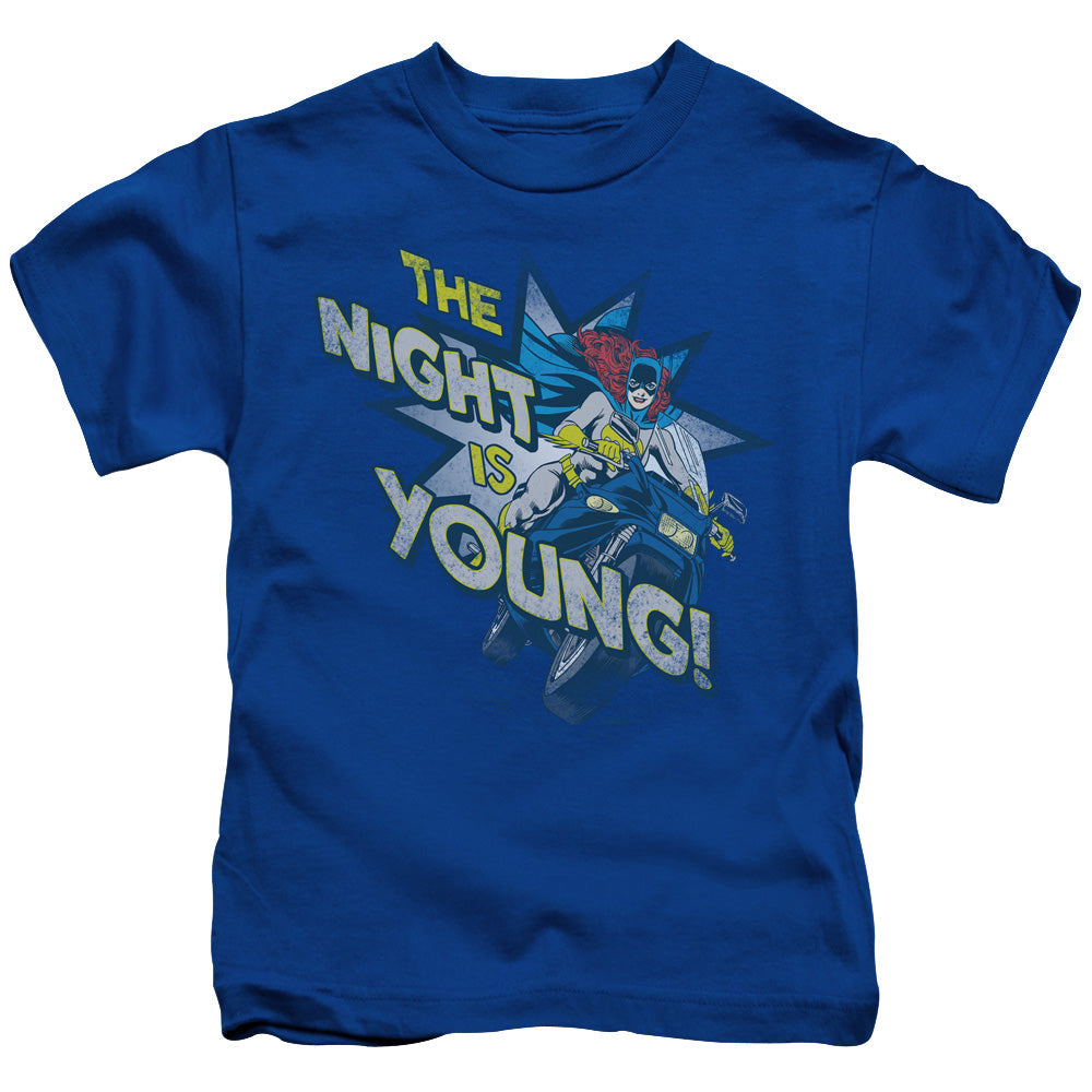 DC Comics the Night is Young Juvenile Kids Youth T Shirt Royal Blue Officially Licensed