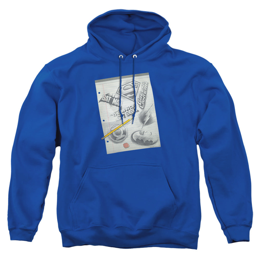 Dc Logo Note Paper Mens Hoodie Royal Officially Licensed