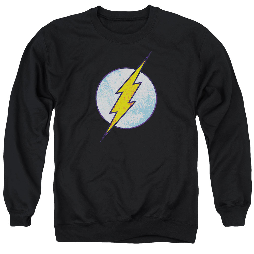 DC Comics Flash Flash Neon Distress Logo Mens Crewneck Sweatshirt Black Officially Licensed