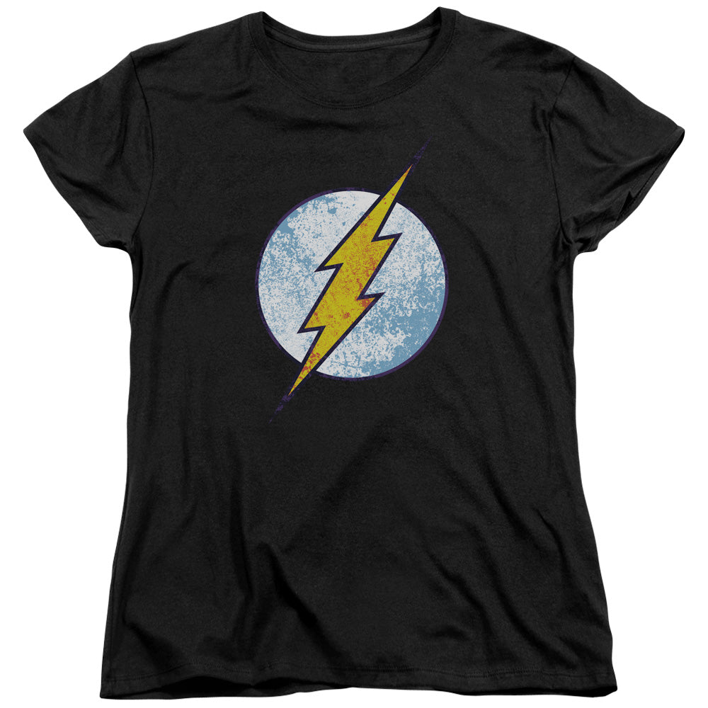 DC Comics Flash Flash Neon Distress Logo Womens T Shirt Black Officially Licensed