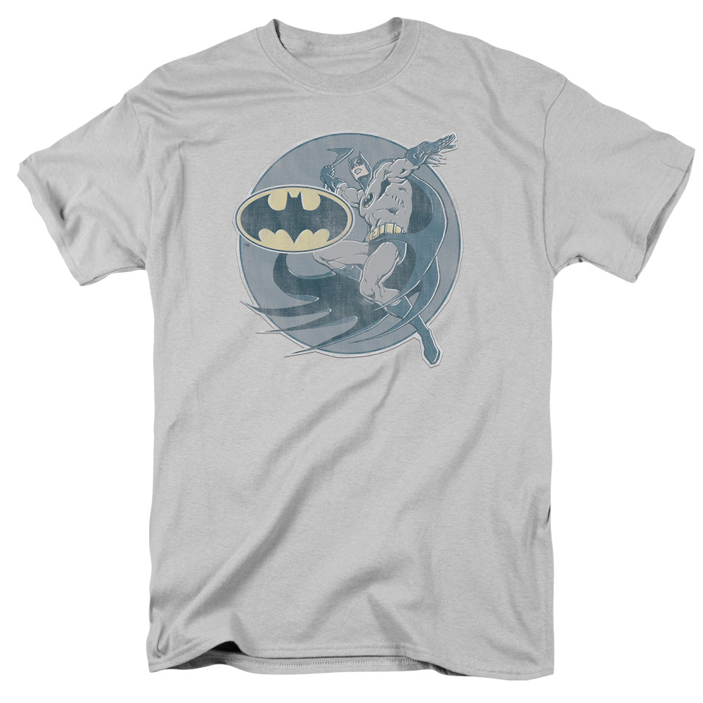 DC Comics Retro Batman Iron on Mens T Shirt Silver Officially Licensed