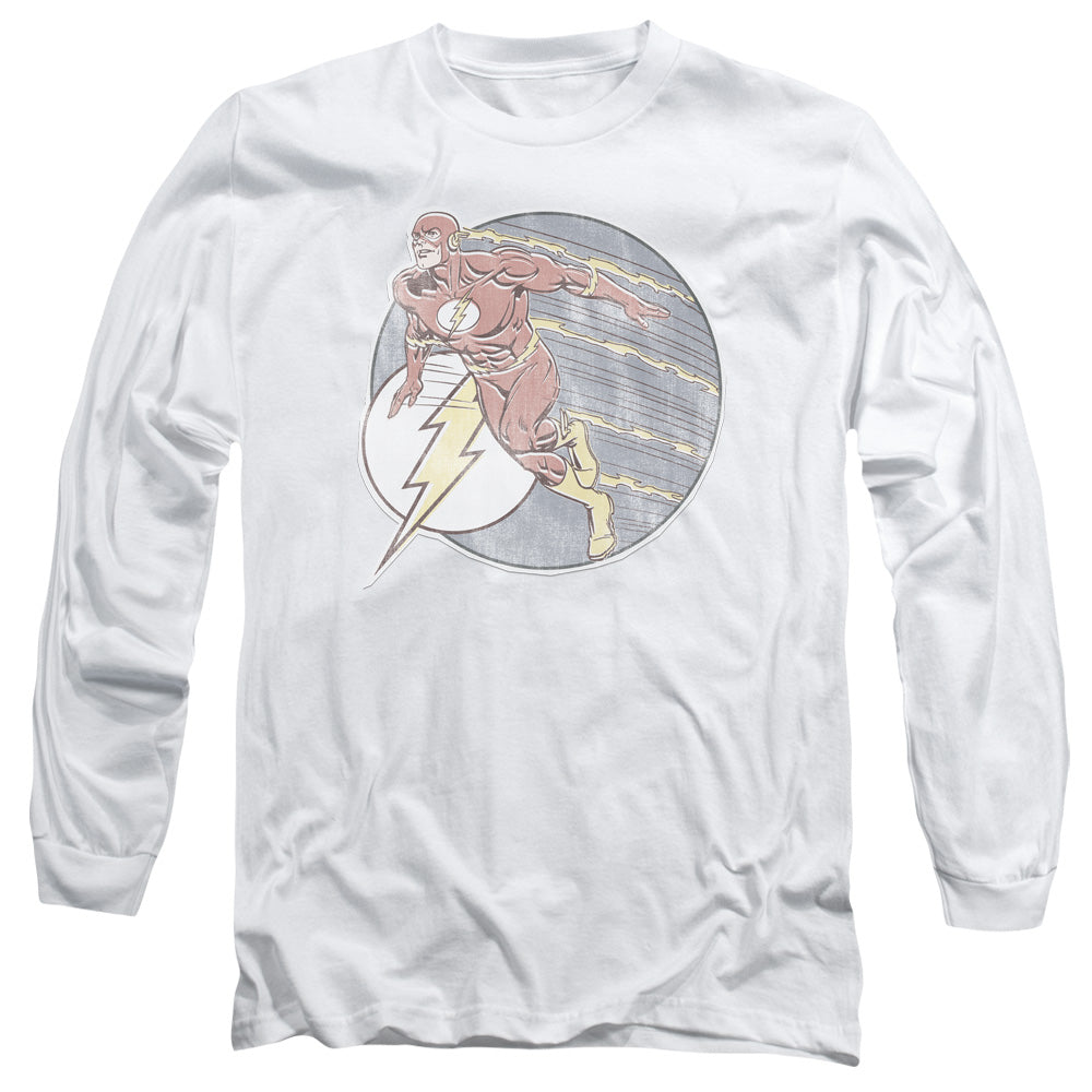 DC Comics Flash Retro Flash Iron on Mens Long Sleeve Shirt White Officially Licensed