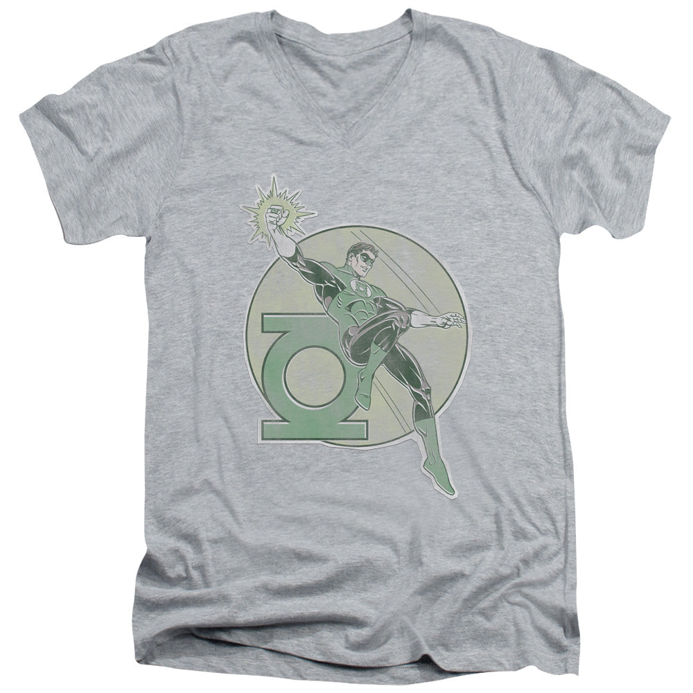 DC Comics Retro Lantern Iron on Mens Slim Fit V Neck T Shirt Athletic Heather Officially Licensed