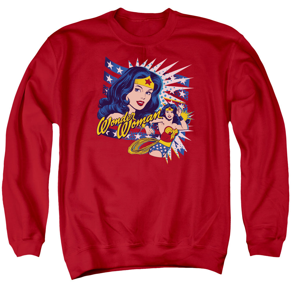 DC Comics Pop Art Wonder Mens Crewneck Sweatshirt Red Officially Licensed