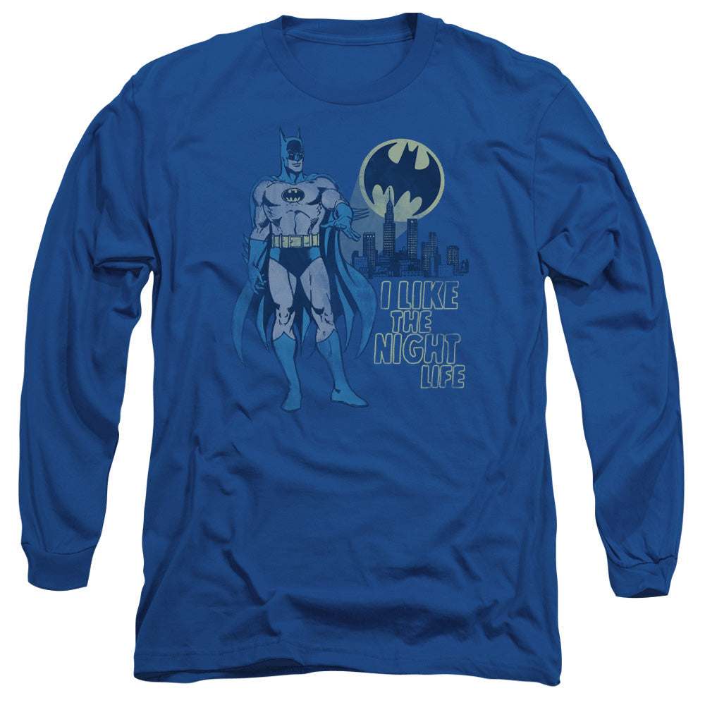 DC Comics Night Life Mens Long Sleeve Shirt Royal Blue Officially Licensed
