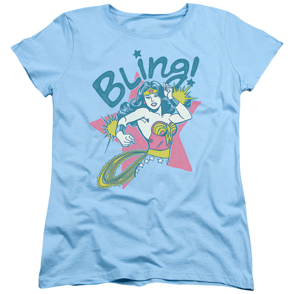 DC Comics Bling Womens T Shirt Light Blue Officially Licensed