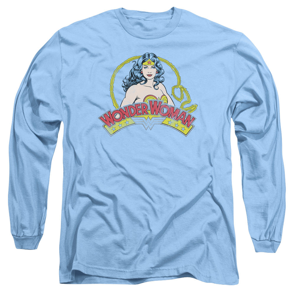 DC Comics Vintage Woman Mens Long Sleeve Shirt Carolina Blue Officially Licensed