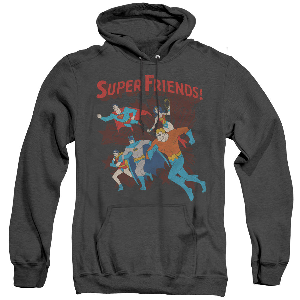 DC Comics Super Running Heather Mens Hoodie Black Officially Licensed
