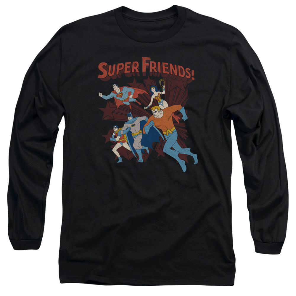 DC Comics Super Running Mens Long Sleeve Shirt Black Officially Licensed