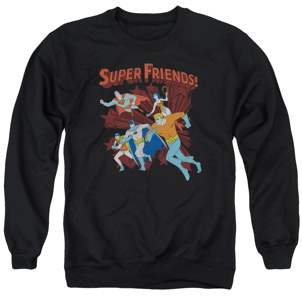 DC Comics Super Running Mens Crewneck Sweatshirt Black Officially Licensed