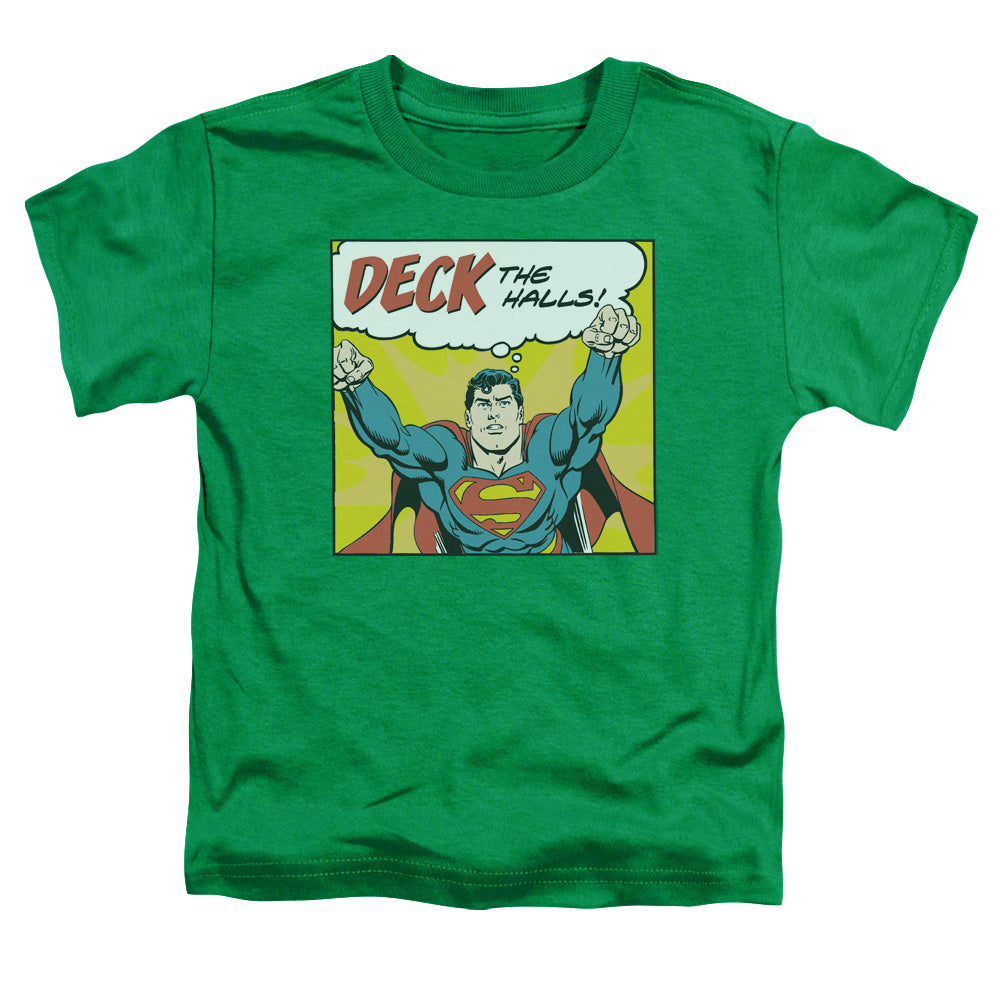 DC Comics Deck the Halls Toddler Kids Youth T Shirt Kelly Green Officially Licensed
