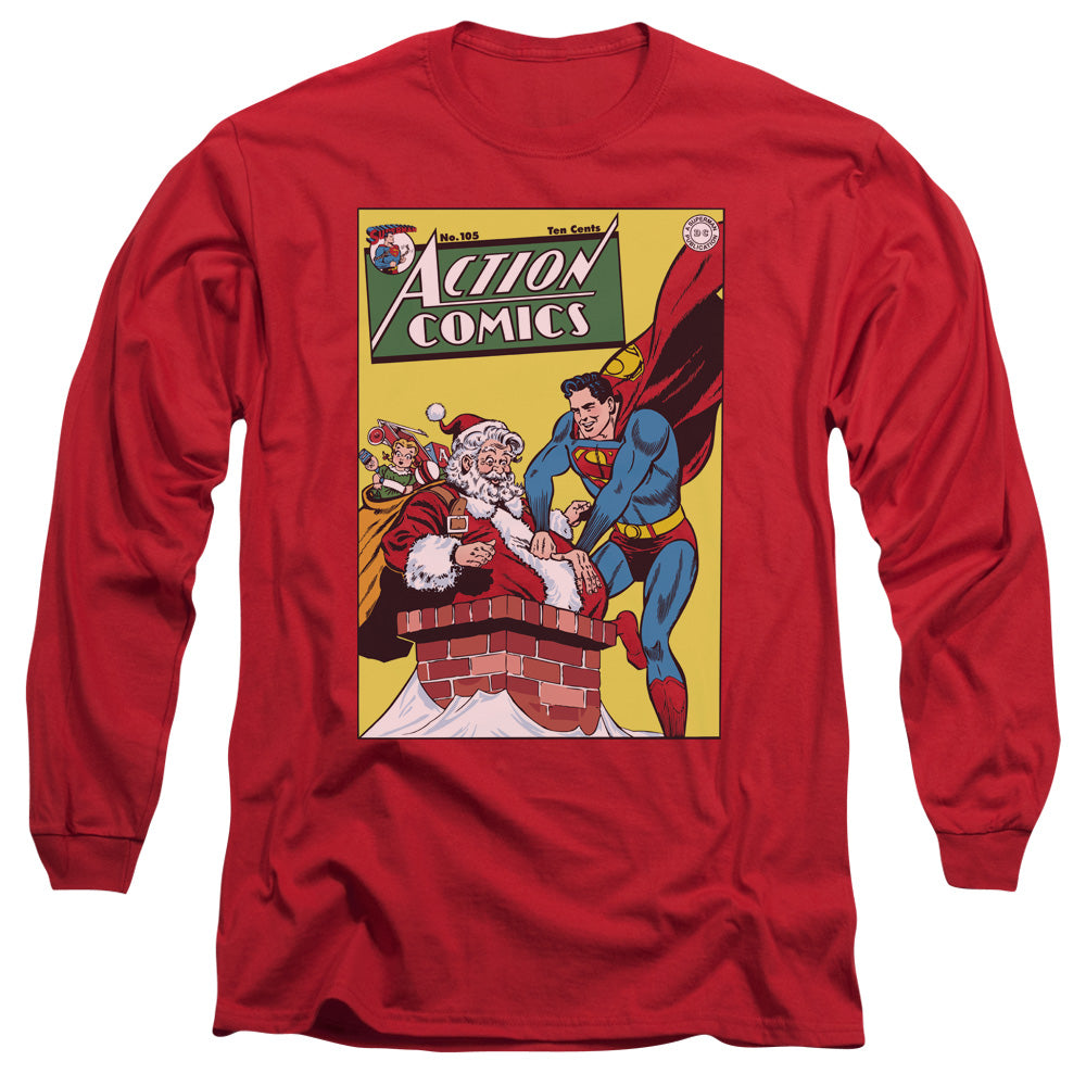 DC Comics Cover No. 105 Mens Long Sleeve Shirt Red Officially Licensed